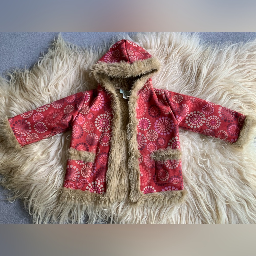 Toddler ‘Penny Lane’ Coat baby girl retro 60s 70s vibe faux fur lining  + trim